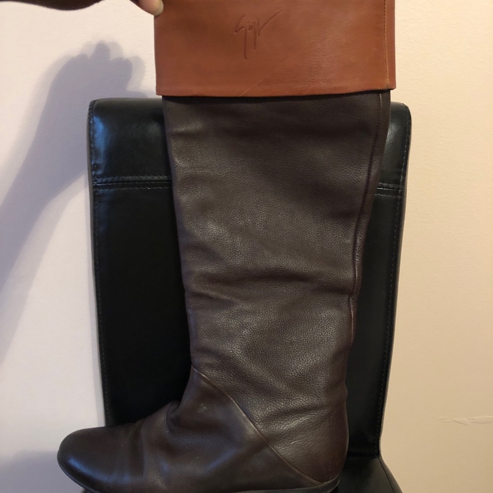Giuseppe Zanotti Brown Flat Leather Boots size 38